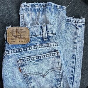 Levi's Vintage 505 High Rise Acid White Wash Orange Tab Denim Jeans - size 30